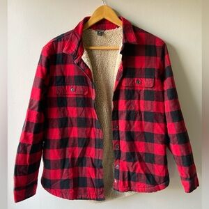 Eddie Bauer Buffalo plaid shacket with Sherpa lining